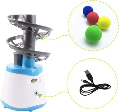 Inbelive Automatic Ball Launcher for Small and Medium Cats, Interactive Cat Toy Base Ball Throwing Machine Mental Stimulation Toys for Cats Enrichment Toy for Indoor Outdoor Use, 16 EVA Balls Included