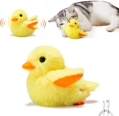 Inbelive Flapping Snowy Owl Cat Toys, Lifelike Bird Chirp, Rechargeable Owl Touch Activated Kitten Toy, Interactive Catnip Kicker Exercise Toys 4.0" for All Breeds