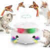 Inbelive 3-in-1 Cat Toy: Interactive Fun with Fluttering Butterfly, Ambush Feather, and Track Balls. USB Powered for Indoor Exercise (Bright White)