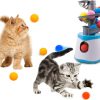 Inbelive Automatic Ball Launcher for Small and Medium Cats, Interactive Cat Toy Base Ball Throwing Machine Mental Stimulation Toys for Cats Enrichment Toy for Indoor Outdoor Use, 16 EVA Balls Included