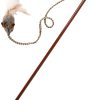 Inbelive OurPets Play-N-Squeak Teathered & Feathered Play Wand Cat Toy, for All Breed Sizes