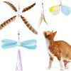 Inbelive Cat Wand Toy Refills Natural Feathers Replacement Teasers, 4Pcs Different Senses Replacement Teasers Arouse Cat Desire to Hunt