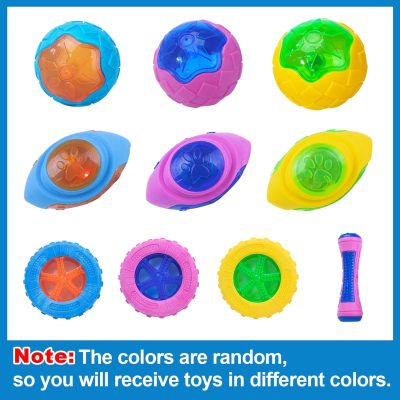 Inbelive 4 Pcs Dog Pool Floating Toys - Squeaky & Glowing Dog Water Toys, Safe Durable TPR Interactive Dog Toys for Aggressive Chewers Large Dogs Fetching Playing