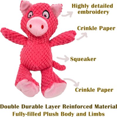 Inbelive 5 Pack Squeaky Plush Toys Assortment Value Bundle Puppy Pet Mutt Squeak Toy for Medium Large Dogs Made Tough for Aggressive Chewers