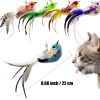Inbelive Cat Feather Toy Refill Cat Wand Attachments, 5 PCS Feathers Cat Toy Refills, Cat Wand Replacement Feather Bird for Cat Toy