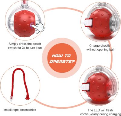 Inbelive Interactive Cat Toys Ball, Motion Activate Electric Cat Toy, Automatic Pet Exercise Toys, Simulate Bird Calls, USB Rechargeable (Long Tail)