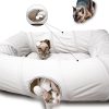 Inbelive 4 Ways Shuttled XL Cat Tunnel Bed for Indoor Cats Peekaboo Cat Cave Donut with Cool Mat