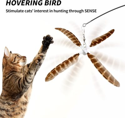 Inbelive Cat Wand Toy Refills Natural Feathers Replacement Teasers, 4Pcs Different Senses Replacement Teasers Arouse Cat Desire to Hunt