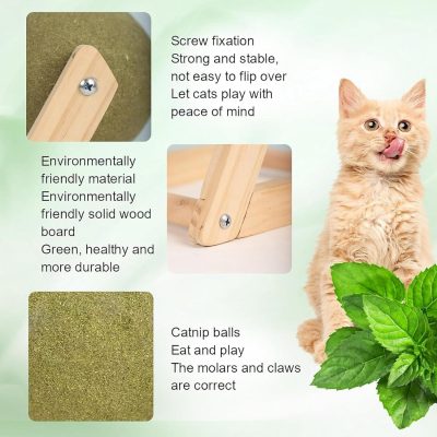 Inbelive Cat Mint Ball Toy, Catnip Floor Ball Toy, Interactive Catnip Toy, Rotatable Catnip Roller Ball Floor Mount, Catnip Floor Toys with Enjoyable and Safe, Floor Catnip Roller for Cat Playing (Small)