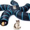 Inbelive Cat Tunnel for Indoor Cats Large, with Play Ball S-Shape 5 Way Collapsible Interactive Peek Hole Pet Tube Toys, Puppy, Kitty, Kitten, Rabbit (Multicolor)