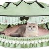 Inbelive Cat Tunnel Toy Bed 2-in-1, Collapsible Cat Tunnels Tubes Toys with Washable Removable Mat Beds for Indoor Pet Cats Kittens Matcha