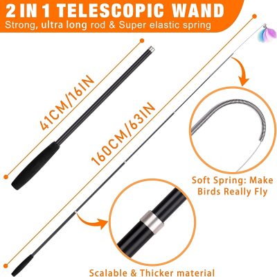 Inbelive 2024 latest Cat Toys, 2 in 1 Spring Cat Wand Toy with 2PCS Ultra-long Cat Teaser, 4PCS Spring Steel Wire & 5PCS Feather Refills for Kitty Kitten Indoor Cats Cat Accessories