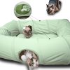 Inbelive 4 Ways Shuttled XL Cat Tunnel Bed for Indoor Cats Peekaboo Cat Cave Donut with Cool Mat