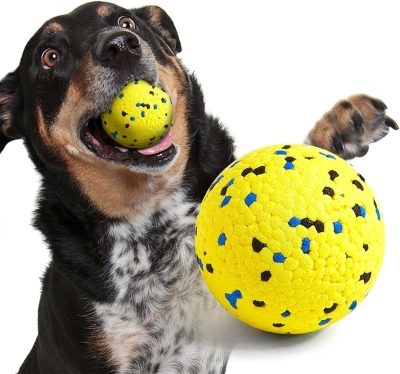 Inbelive Dog Balls Tennis Ball Toys Dog Toys for Aggressive Chewers Durable Teething Chew Toys Water Toy Fetch Balls for Large Medium Small Dog and Puppies (4 Balls)