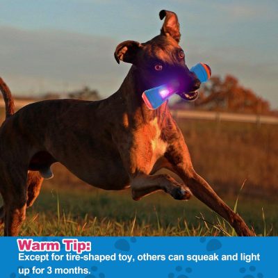 Inbelive 4 Pcs Dog Pool Floating Toys - Squeaky & Glowing Dog Water Toys, Safe Durable TPR Interactive Dog Toys for Aggressive Chewers Large Dogs Fetching Playing