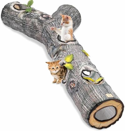 Inbelive Large Cat Tunnel, 3 Way Collapsible Tube with Peek Holes Cat Tunnels for Indoor Cats Interactive Maze Toy for Kitty Puppy Rabbits Ferrets Squirrels Guinea Pigs Chinchillas