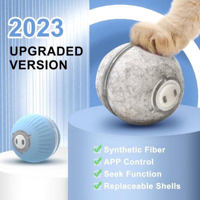 Inbelive Interactive Smart Cat Toy, APP Control Self Moving Balls, 3 Modes Active Rolling Ball with Replaceable Shell, Rechargeable Wicked Ball for Indoor Cats/Kitten and Small Dogs