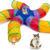Inbelive Cat Tunnel for Indoor Cats Large, with Play Ball S-Shape 5 Way Collapsible Interactive Peek Hole Pet Tube Toys, Puppy, Kitty, Kitten, Rabbit (Multicolor)