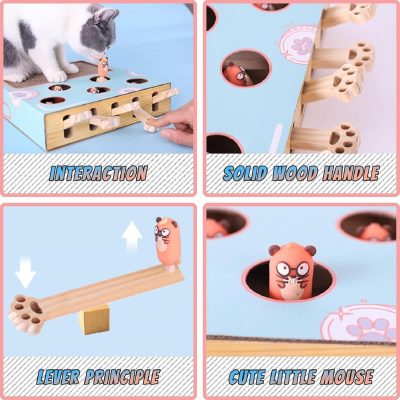 Inbelive Cat Enrichment Toys for Indoor Cats, Whack-A-Mole Cat Puzzle Toy, Corrugated Cardboard Cat Scratching Post, Indoor Cat Scratching Post Toy, Safe and Fun Paw Scratcher, Exercise Puzzle for All Ages