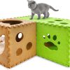 Inbelive Cat Play Tunnel 14 Pcs DIY Foldable Cat Hideaway Cave with Interactive Peek Hole Felt Kitten Play Tubes and Tunnels for Indoor Cats Up to 20lb