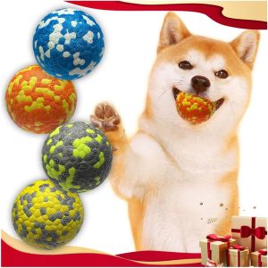 Inbelive Dog Balls, Indestructible Tennis Balls for Dogs, Durable Bouncy Dog Toy Balls for Aggressive Chewers, Interactive Dog Toys for Fetch Game, Lightweight Floating Dog Toys (4 Balls)