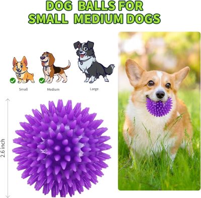 Inbelive 2.5" Squeaky Dog Balls for Small Medium Dogs, 6 Pack Small Dog Chew Toys with Spike, Puppy Toys for Teeth Cleaning and Training (Green 6 Pack)