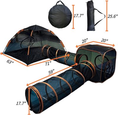 Inbelive Portable Outdoor Cat Enclosures for Indoor Cats, 4-in-1 Large Cat Tent Outdoor with Tunnel for Cats and Other Pets
