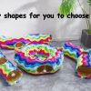 Inbelive Large Cat Tunnel Bed with Plush Cover,Fluffy Toy Balls, Small Cushion and Flexible Design- 10 inch Diameter, 3 ft Length- Great for Cats, and Small Dogs, Rainbow Wave Color