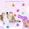 Inbelive 158pcs Cat Ball Launcher Set, Interactive Cat Toy Pom Pom Balls for Bored, Lightweight and Silent Cat Toys Pet Ball Launcher Plush Ball Shoot Gun Toy for Indoor Cats Kitten (Glitter Balls)