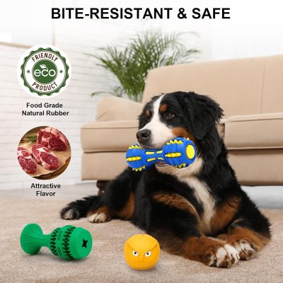 Inbelive Dog Chew Toys for Aggressive Chewers, 3 Pack Tough Dog Toys, Indestructible Dog Toys - Perfect for Medium & Large Breeds