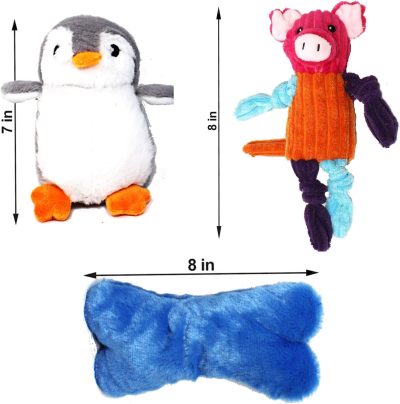 Inbelive 5 Pack Value Bundle Dog Toys Assortment Dog Plush Toys Dog Squeaky Toys Assortment Puppy Pet Mutt Dog Toy Dog Squeak Toy for Small Medium Large Dogs