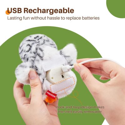 Inbelive Flapping Snowy Owl Cat Toys, Lifelike Bird Chirp, Rechargeable Owl Touch Activated Kitten Toy, Interactive Catnip Kicker Exercise Toys 4.0" for All Breeds