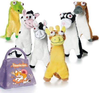 Inbelive Dog Squeaky Toys, 5 PCS Crinkle Plush Dog Toys, No Stuffing Dog Toys for Small Medium Large Dogs, Stuffless Puppy Toys for Boredom
