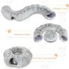 Inbelive Plush Cat Tunnel Bed for Indoor Cats, Collapsible Cat Donut Tunnel with Central Mat, Fluffy Cat Cave Tube with Hanging Ball for Cat Kitten Rabbit Puppy Ferret