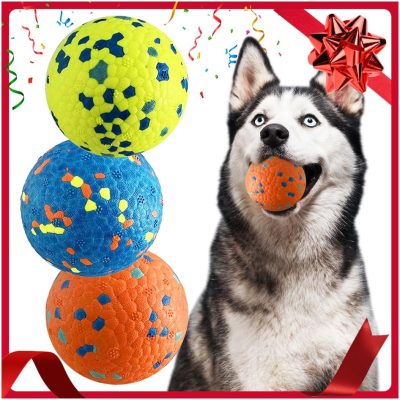 Inbelive Dog Balls, Indestructible Tennis Balls for Dogs, Durable Bouncy Dog Toy Balls for Aggressive Chewers, Interactive Dog Toys for Fetch Game, Lightweight Floating Dog Toys (4 Balls)