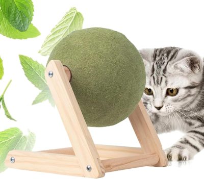 Inbelive Cat Mint Ball Toy, Catnip Floor Ball Toy, Interactive Catnip Toy, Rotatable Catnip Roller Ball Floor Mount, Catnip Floor Toys with Enjoyable and Safe, Floor Catnip Roller for Cat Playing (Small)