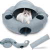 Inbelive Cat Tunnel Bed, Indoor Cat Tunnels with Hanging Balls, Peepholes, and Washable Mat, Green