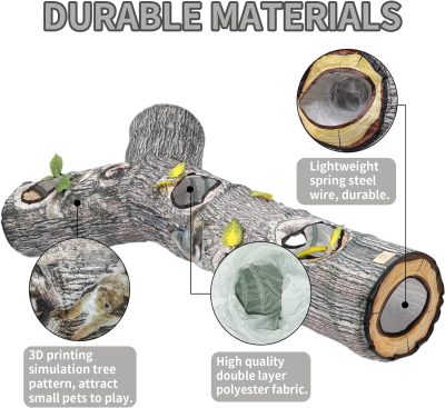 Inbelive Large Cat Tunnel, 3 Way Collapsible Tube with Peek Holes Cat Tunnels for Indoor Cats Interactive Maze Toy for Kitty Puppy Rabbits Ferrets Squirrels Guinea Pigs Chinchillas