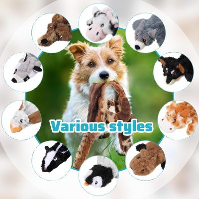 Inbelive 10 Pcs Dog Squeaky Toys No Stuffing Pet Toys Crinkle Dog Toy for Aggressive Chewers Plush Teething Puppy Squeak Toys Animals Chew Toys for Small Medium Large Pets, 10 Styles(Classic Style)
