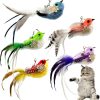 Inbelive Cat Feather Toy Refill Cat Wand Attachments, 5 PCS Feathers Cat Toy Refills, Cat Wand Replacement Feather Bird for Cat Toy