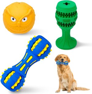Inbelive Dog Chew Toys for Aggressive Chewers, 3 Pack Tough Dog Toys, Indestructible Dog Toys - Perfect for Medium & Large Breeds