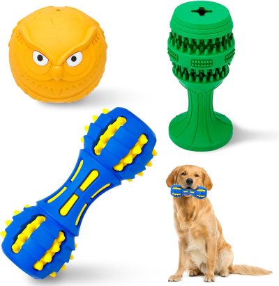 Inbelive Dog Chew Toys for Aggressive Chewers, 3 Pack Tough Dog Toys, Indestructible Dog Toys - Perfect for Medium & Large Breeds
