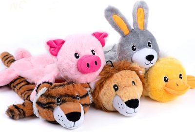 Inbelive Dog Squeaky Toys, 5 PCS Crinkle Plush Dog Toys, No Stuffing Dog Toys for Small Medium Large Dogs, Stuffless Puppy Toys for Boredom