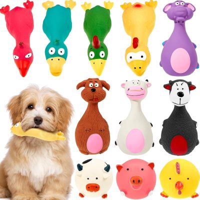Inbelive 11 Pcs Dog Squeaky Toys Squeaky Latex Dog Toys Soft Chew Rubber Dog Toy Rubber Chew Toys for Dogs Assorted Animal Pet Toys Puppy Fetch Pet Interactive Play for Small and Medium Pets