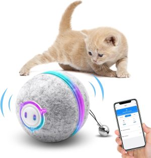 Inbelive Interactive Smart Cat Toy, APP Control Self Moving Balls, 3 Modes Active Rolling Ball with Replaceable Shell, Rechargeable Wicked Ball for Indoor Cats/Kitten and Small Dogs
