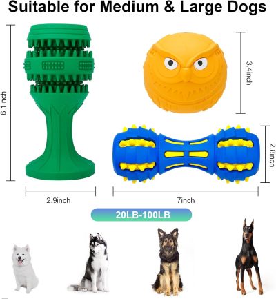 Inbelive Dog Chew Toys for Aggressive Chewers, 3 Pack Tough Dog Toys, Indestructible Dog Toys - Perfect for Medium & Large Breeds