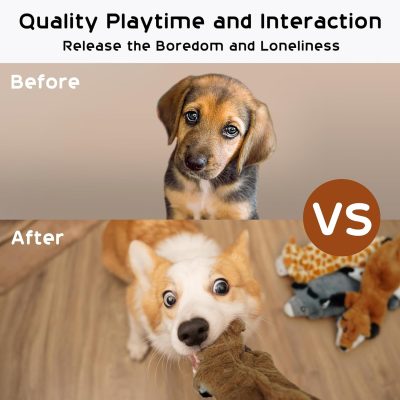 Inbelive Dog Squeaky Toys, 5 PCS Crinkle Plush Dog Toys, No Stuffing Dog Toys for Small Medium Large Dogs, Stuffless Puppy Toys for Boredom