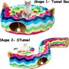 Inbelive Large Cat Tunnel Bed with Plush Cover,Fluffy Toy Balls, Small Cushion and Flexible Design- 10 inch Diameter, 3 ft Length- Great for Cats, and Small Dogs, Rainbow Wave Color