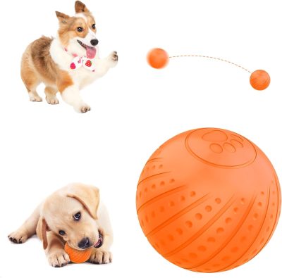 Inbelive Interactive Dog Toy Ball 2.3'' 2 Interactive Modes Soft Enhanced Rubber Bite Resistant Durable Motion Activated Automatic Rolling Ball Toys with LED