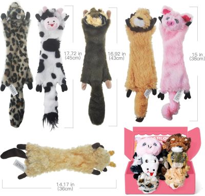 Inbelive Dog Squeaky Toys No Stuffing 6 Pack Dog Toys Crinkle Dog Toys for Small Dogs Durable Dog Chew Toys Plush Cute Animals Natural Puppy Toys for Teething Pet Toys Squeak